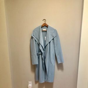 Vince Double-Face Long Draped Coat in Sky Blue
